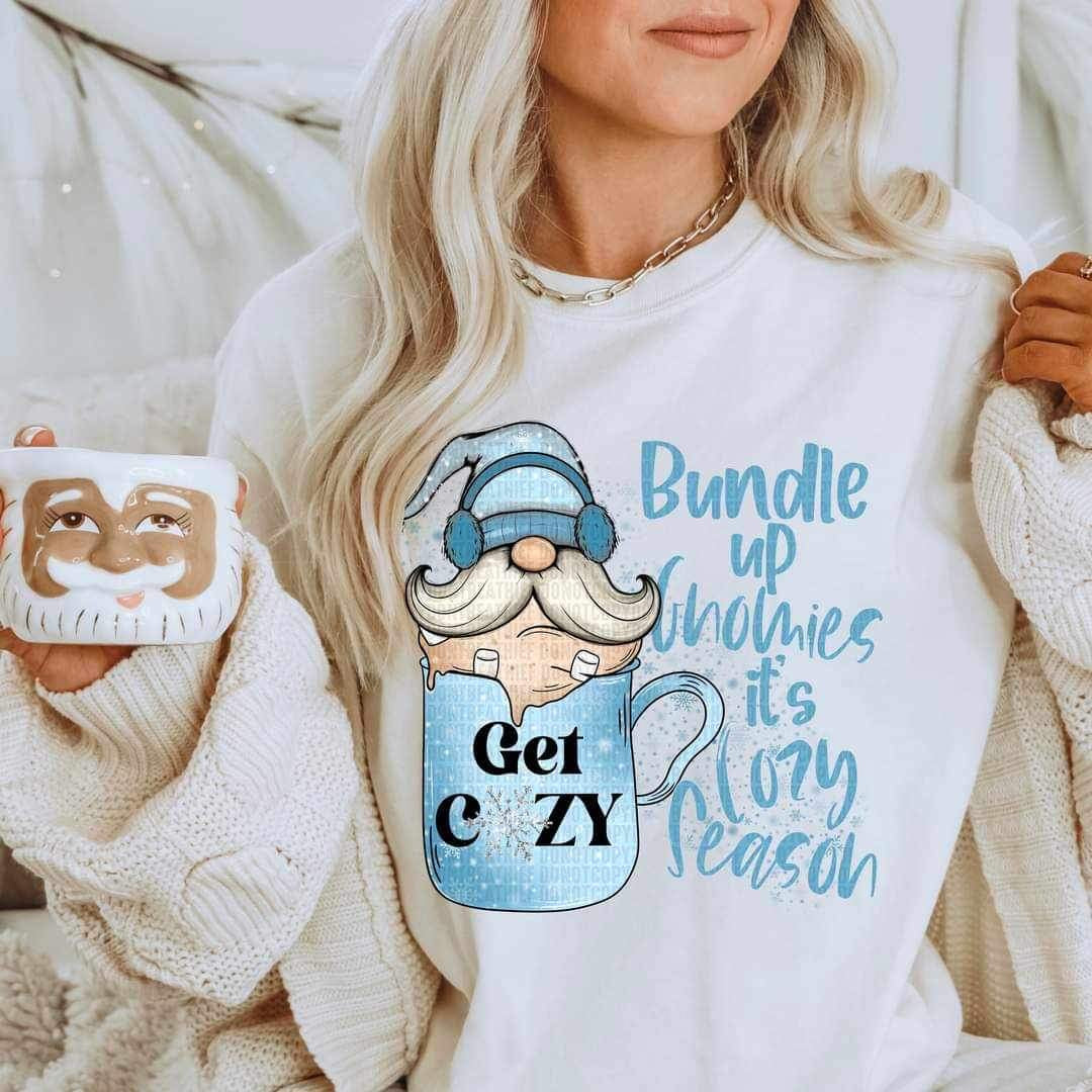 Bundle up gnomies it’s cozy season (gnome in mug) 9566 DTF TRANSFER