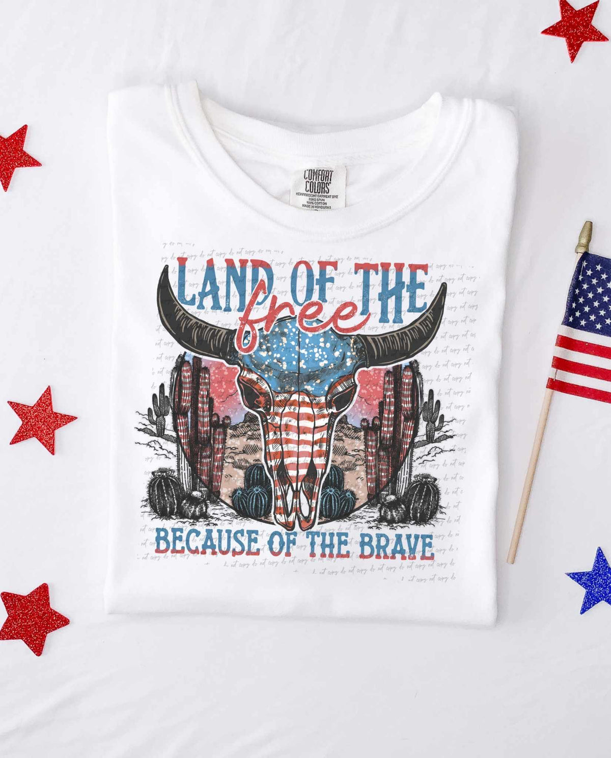 Land of the free bull skull 31375 DTF transfer