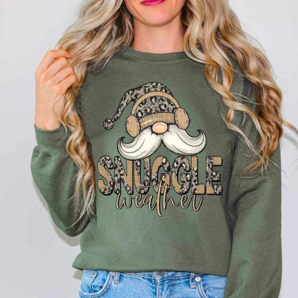 Snuggle weather (sequin leopard print with gnome) 9558 DTF TRANSFER