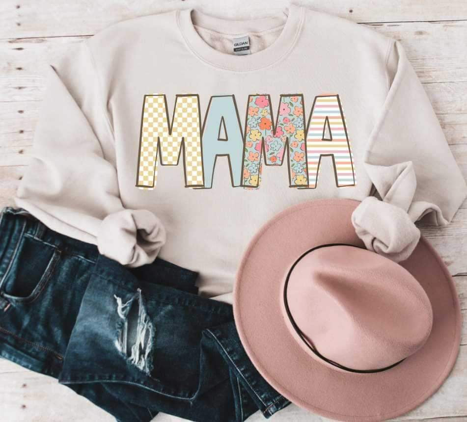 Mama pastel patterned font 20948 DTF transfer