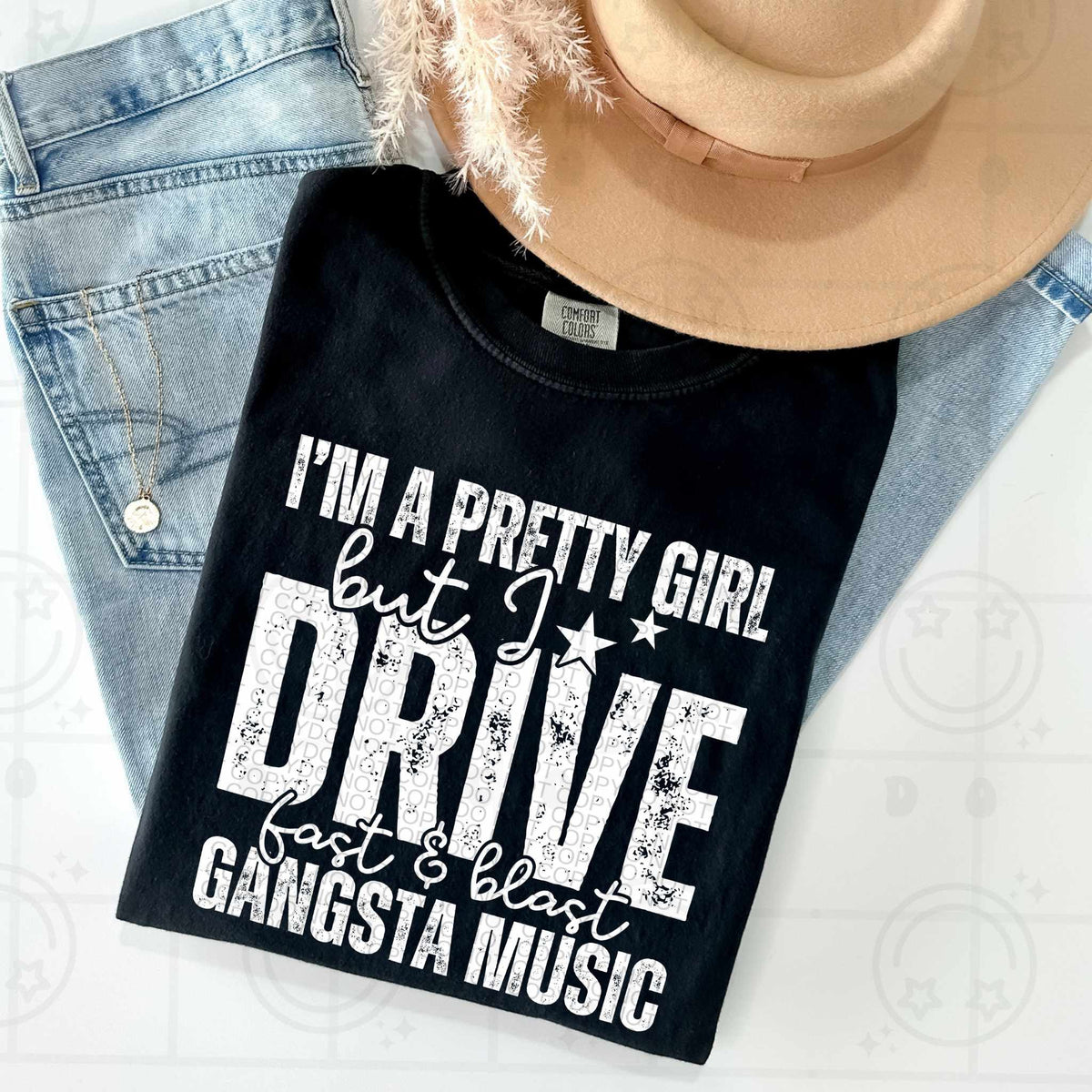 I’m a pretty girl but I drive WHITE (HW) 79391 DTF transfer