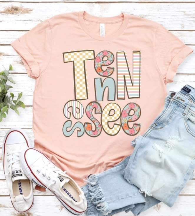 Tennessee pastel patterned font 20936 DTF transfer