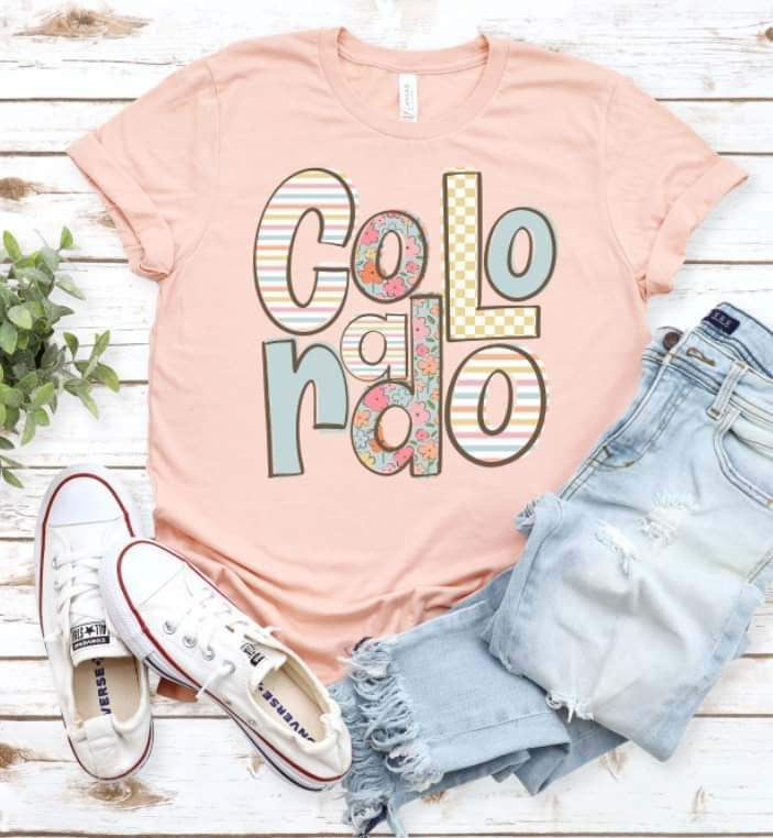 Colorado pastel patterned font 20935 DTF transfer