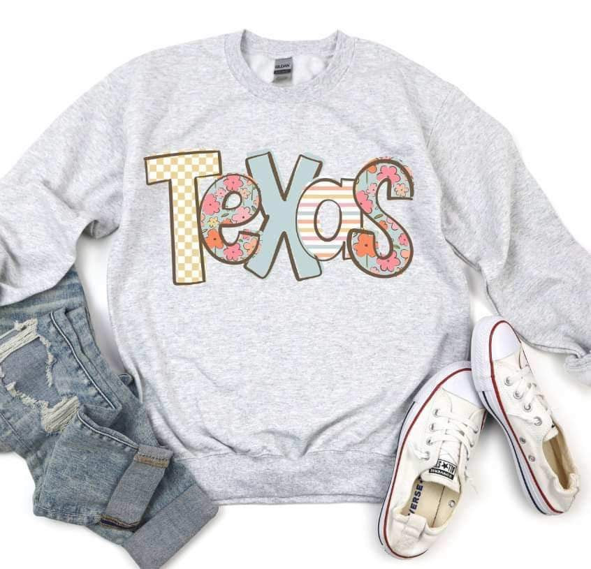 Texas pastel patterned font 20932 DTF transfer