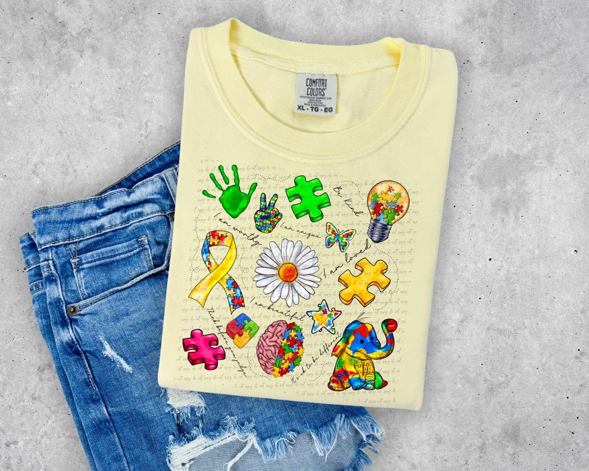 Autism collage with flower (CSTAGE) 31378 DTF transfer