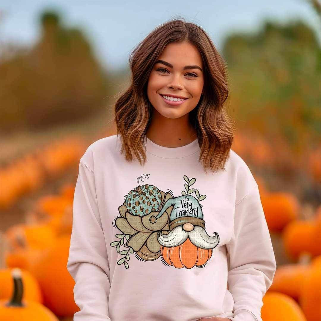 So very thankful (gnome, pumpkins, and flower) 9668 DTF TRANSFER