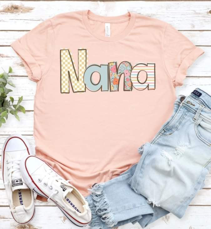 Nana pastel patterned font 20943 DTF transfer