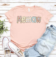 Memaw pastel patterned font 20942 DTF transfer