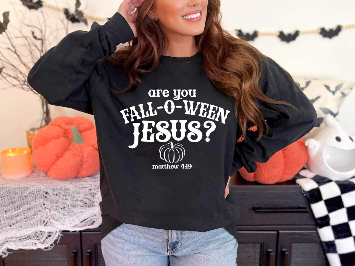 Are you Fall-O-Ween Jesus Matthew 4:19 (white) 3374 DTF TRANSFER