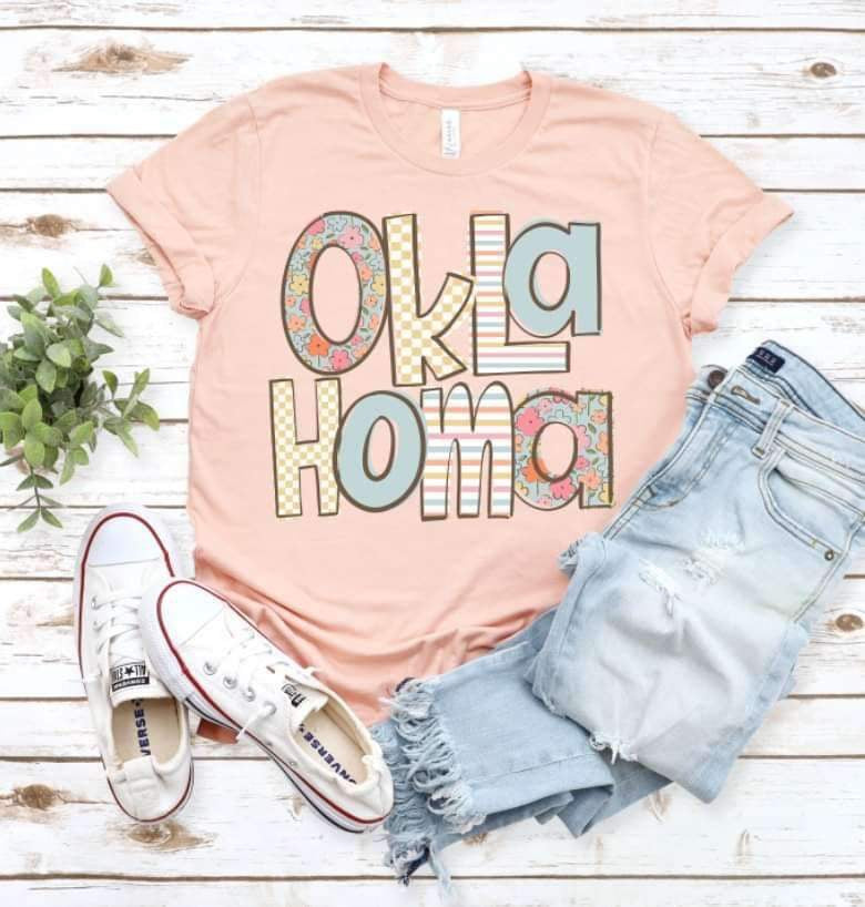 Oklahoma pastel patterned font 20930 DTF transfer