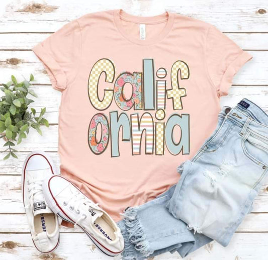 California pastel patterned font 20929 DTF transfer