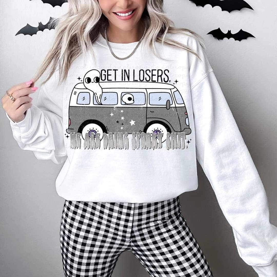Get in losers we’re doing sppoky shit (grey van with ghosts) 9621 DTF TRANSFER