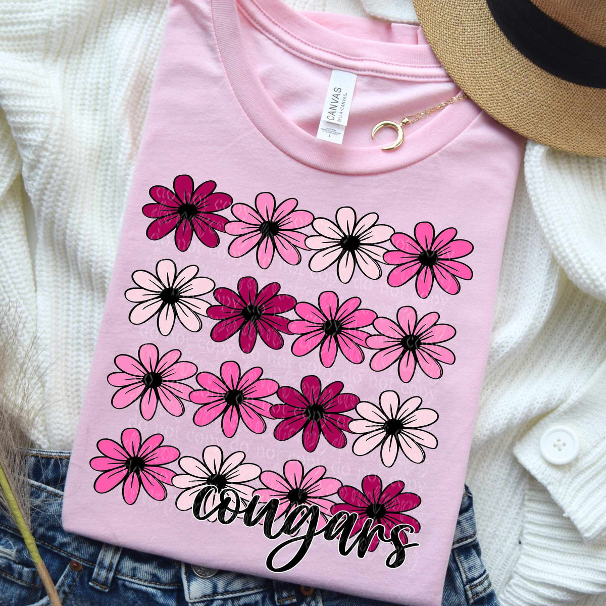 Cougars flower grid (TTD) 79459 DTF transfer