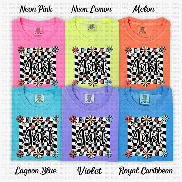 Aunt white checkered with flowers (ECHT) 31408 DTF transfer
