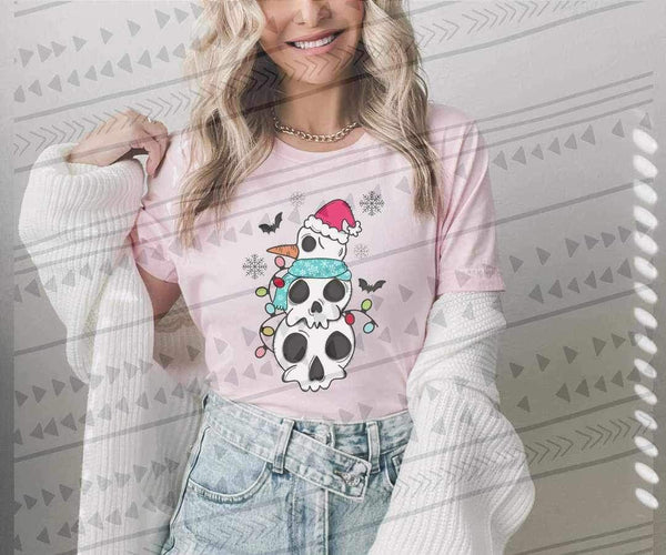 Skull snowman with snowflakes, bats, and lights 9658 DTF TRANSFER