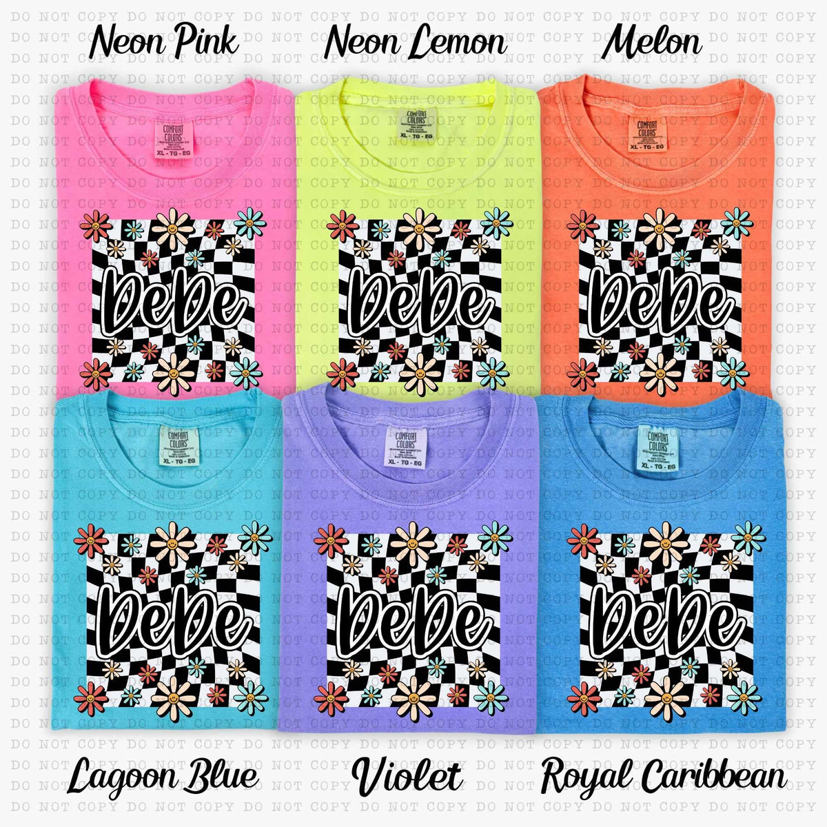 Bebe white checkered with flowers (ECHT) 31409 DTF transfer