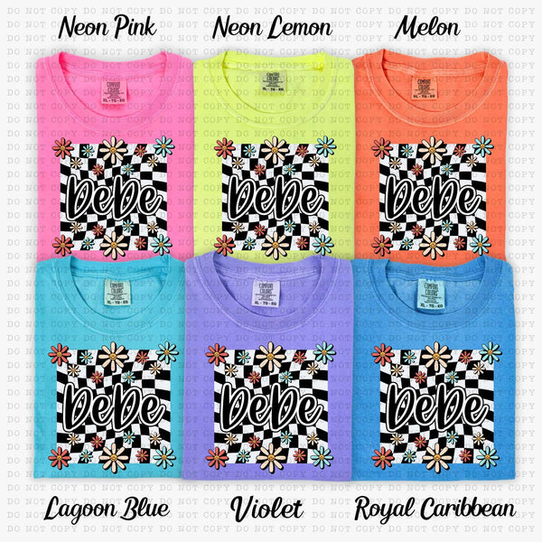 Bebe white checkered with flowers (ECHT) 31409 DTF transfer