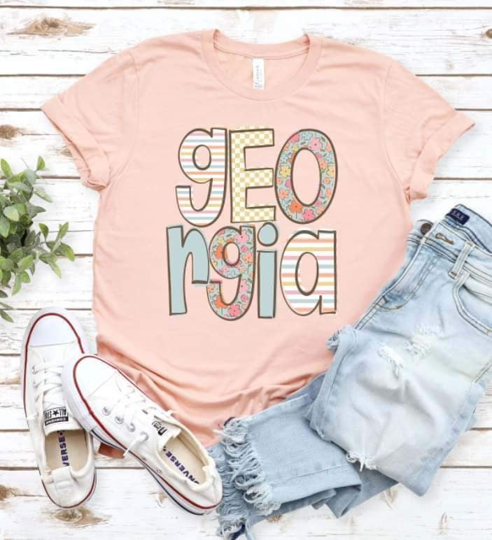 Georgia pastel patterned font 20926 DTF transfer