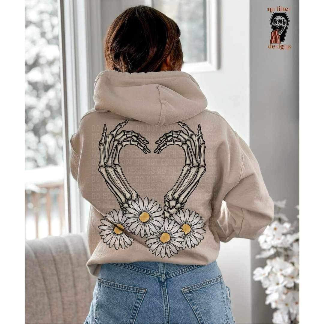 Skellie hand heart with flowers color 20881 DTF transfer