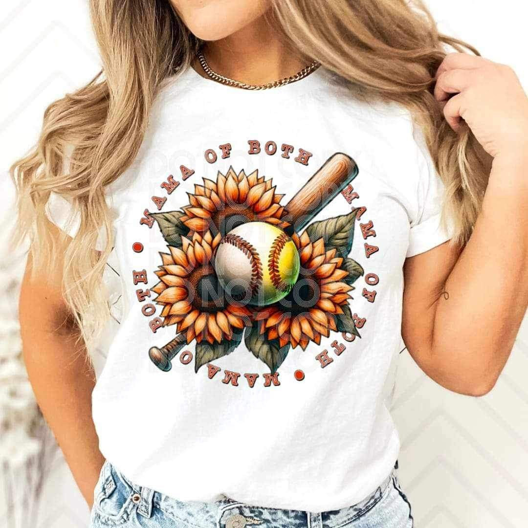 Mama of both circl with sunflowers BASEBALL AND SOFTBALL 20872 DTF transfer