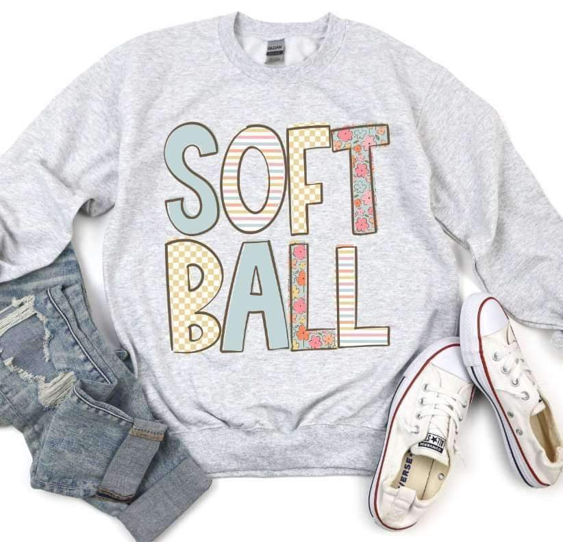 Softball pastel patterned font 20922 DTF transfer