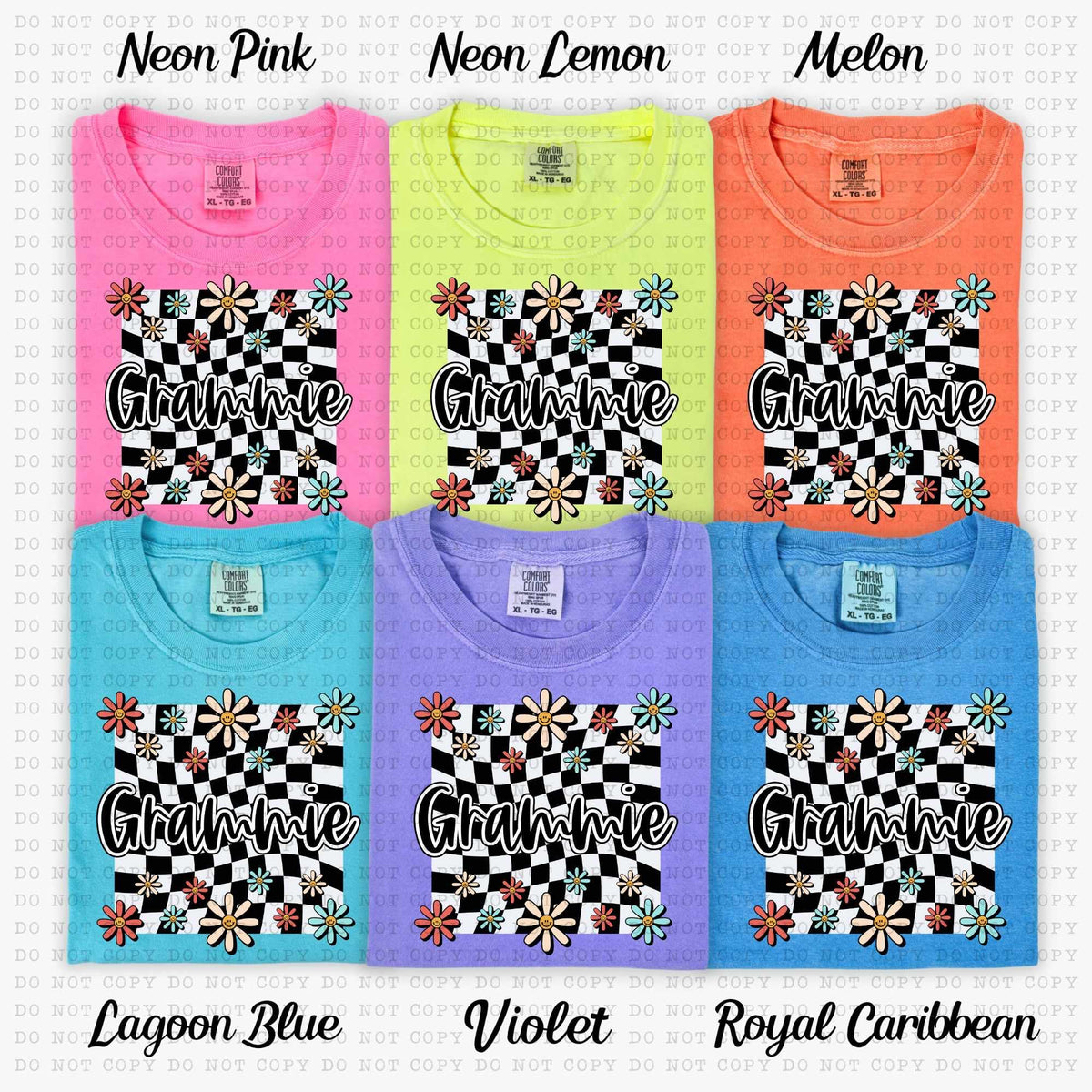 Grammie white checkered with flowers (ECHT) 31411 DTF transfer