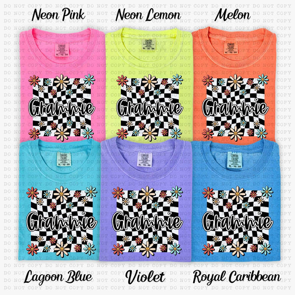Grammie white checkered with flowers (ECHT) 31411 DTF transfer