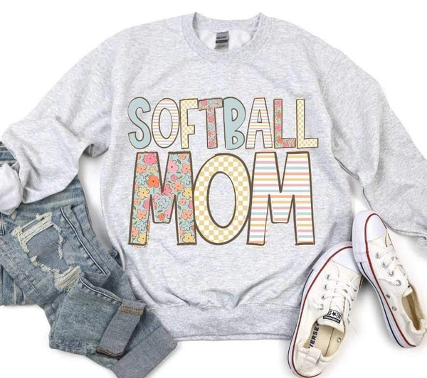 Softball mom pastel patterned font 20919 DTF transfer