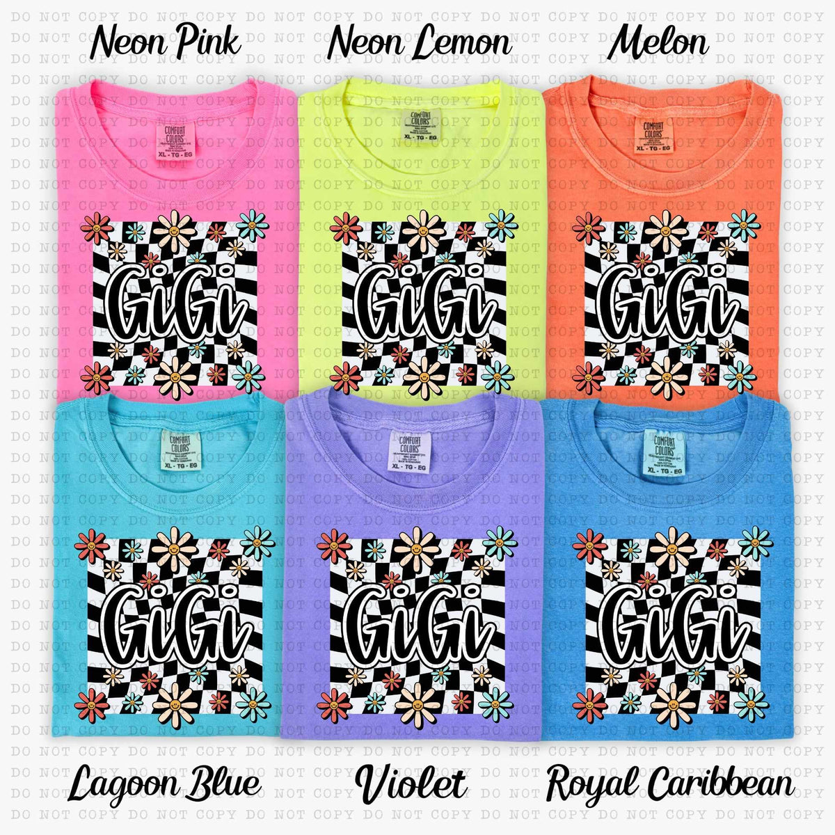 Gigi white checkered with flowers (ECHT) 31405 DTF transfer