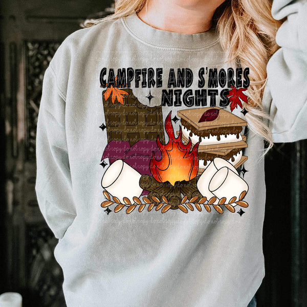 Campfire and smores night (chocolate , campfire, smores, marshmallows) 9649 DTF TRANSFER
