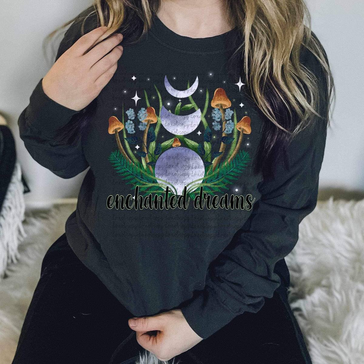 Enchanted dreams (moons, grass, mushrooms) 9648 DTF TRANSFER