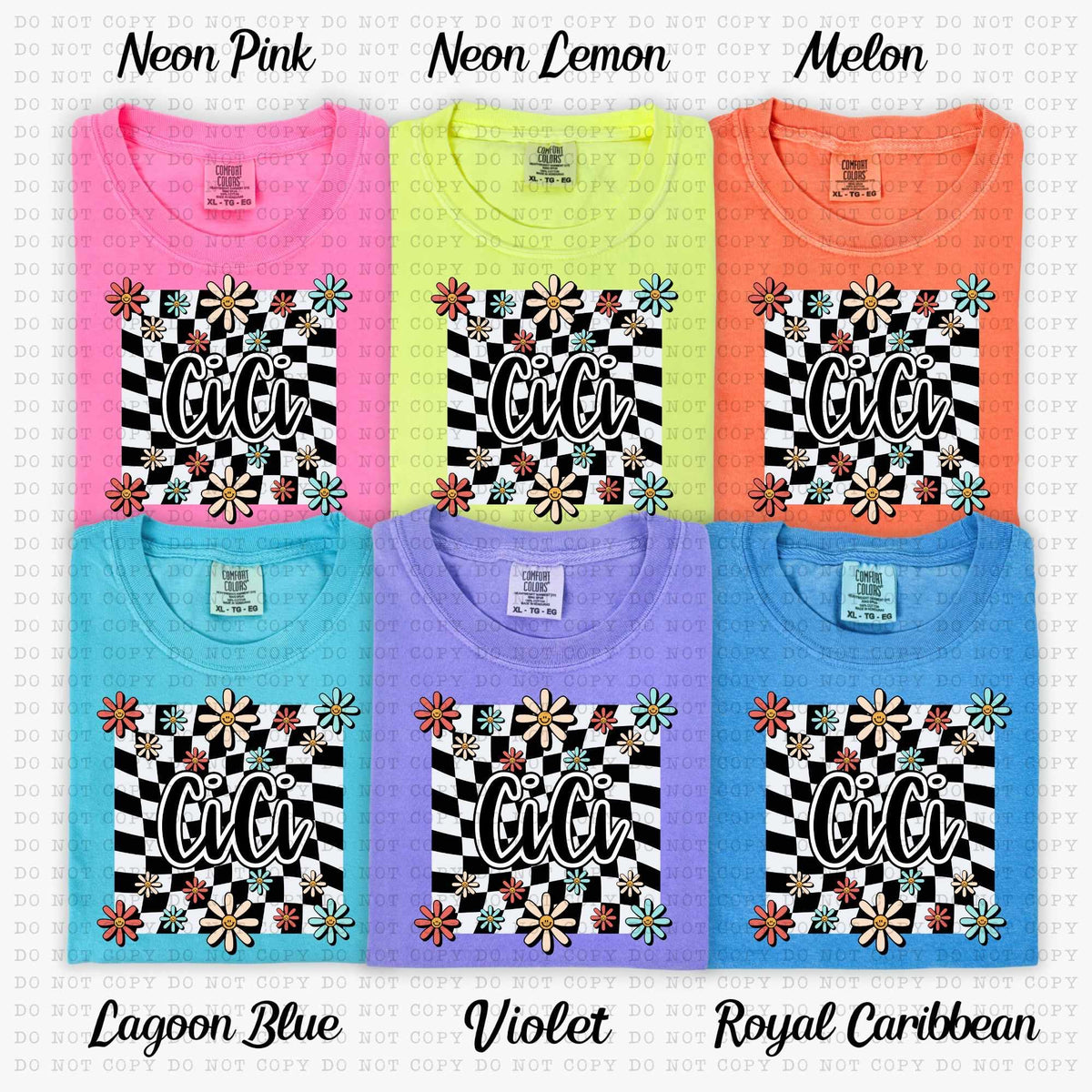 Cici white checkered with flowers (ECHT) 31417 DTF transfer
