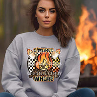 Smores whore (campfire with marshmallow sticks snd checkered background) 9695 DTF TRANSFER