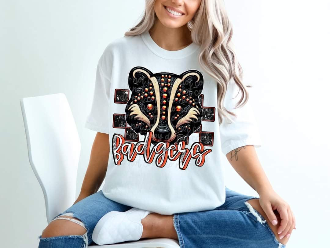 Badgers checkered background (C’s) 43459 DTF transfer
