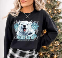 Wake me up when winter ends (polar bear and snowflakes) 9689 DTF TRANSFER