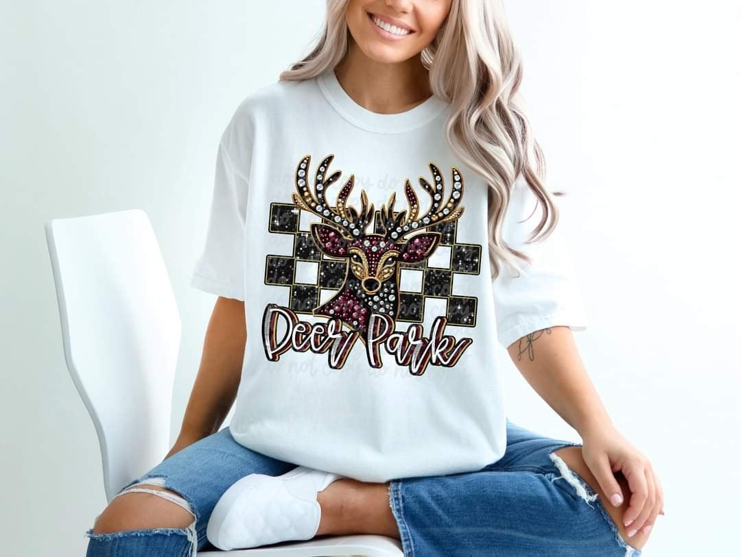 Deer park checkered background (C’s) 43454 DTF transfer