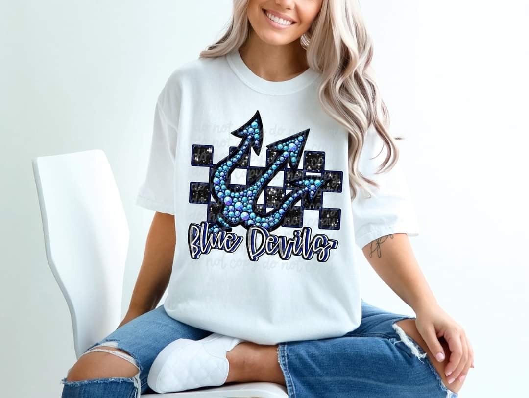 Blue Devils checkered background (C’s) 43452 DTF transfer
