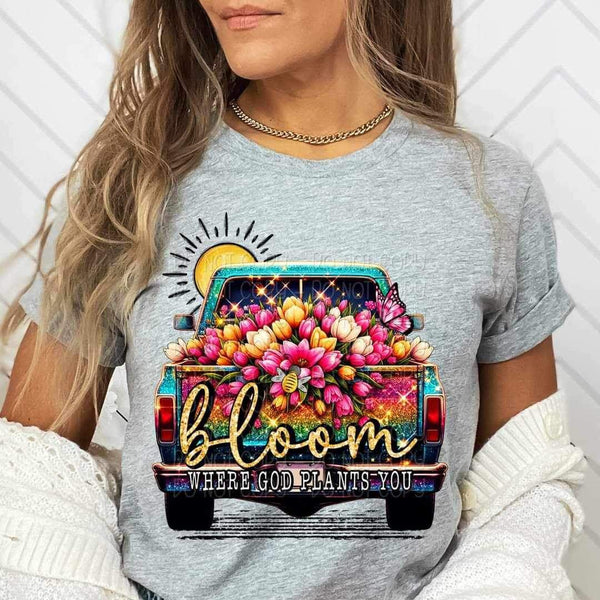 Bloom where god plants you truck with flowers 20950 DTF transferin