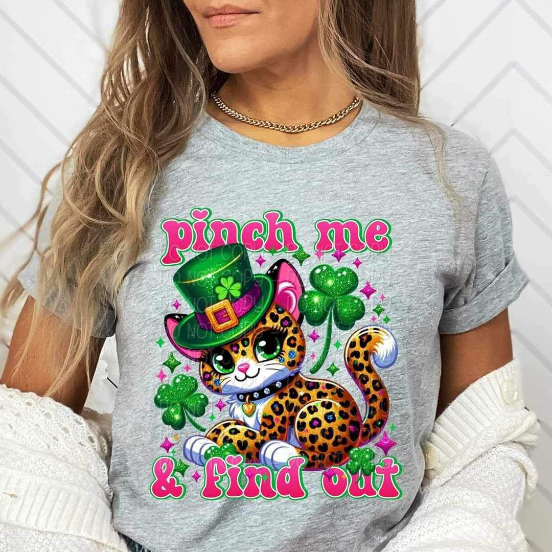 Pinch me and find out leopard and clovers 20952 DTF transfer