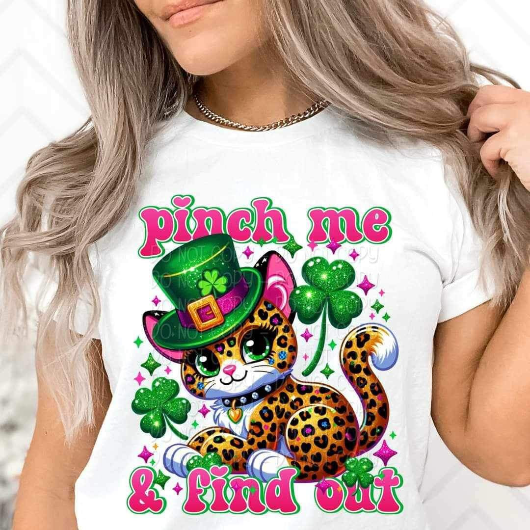 Pinch me and find out leopard and clovers 20952 DTF transfer