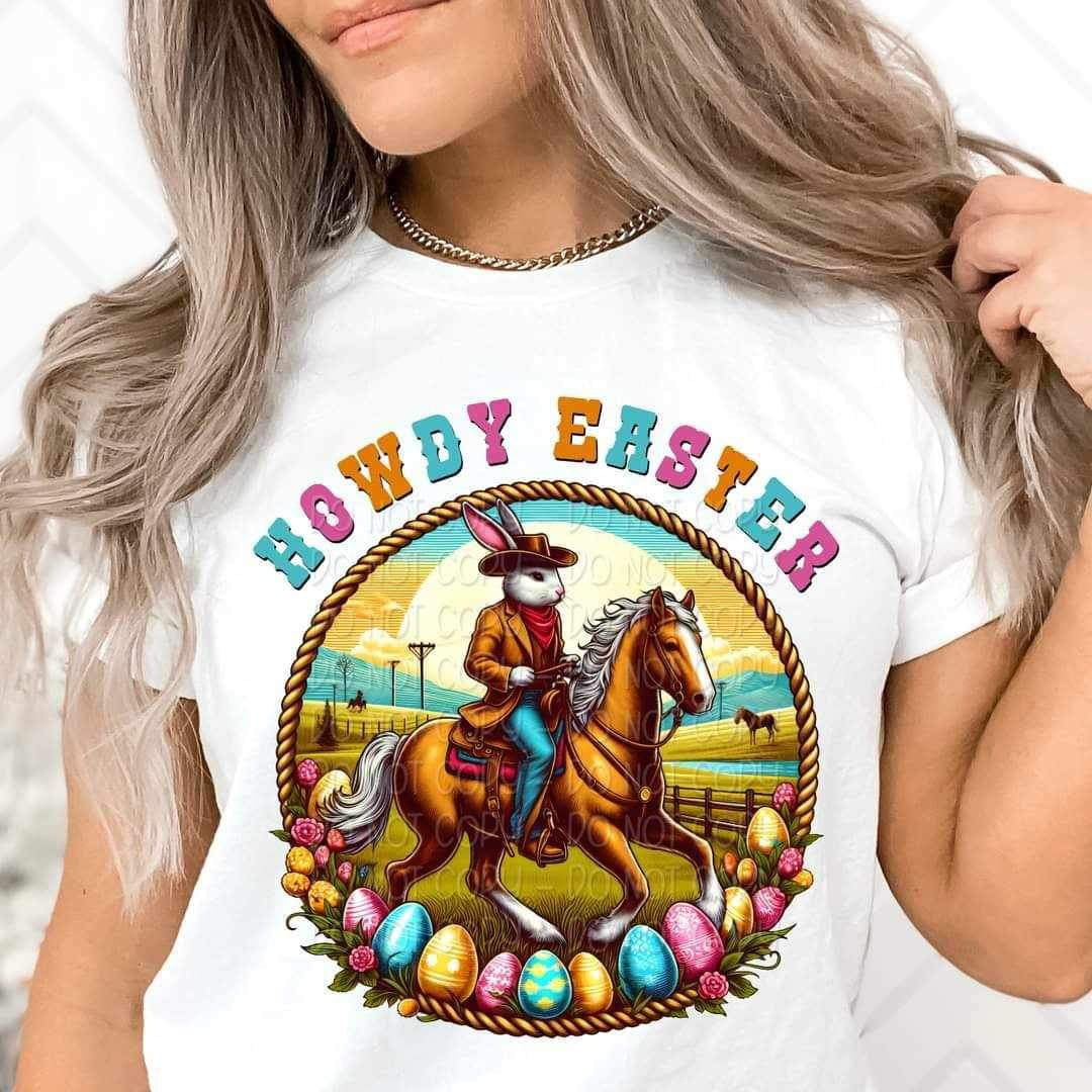 Howdy easter (bunny on horse) 20951 DTF transfer