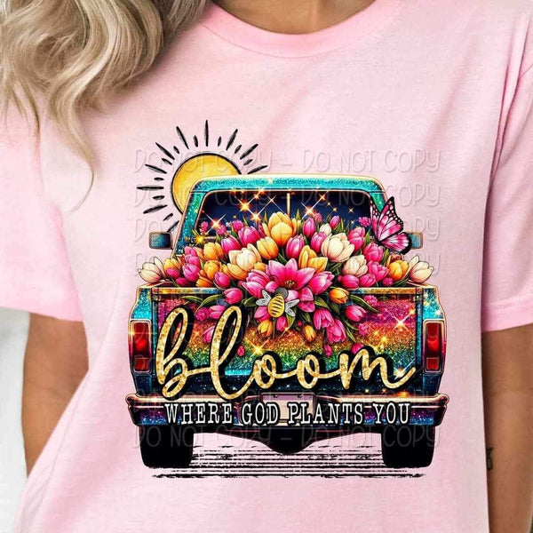 Bloom where god plants you truck with flowers 20950 DTF transferin