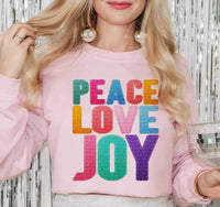 Peace love joy (multi color with sequin effect) 9734 DTF TRANSFER