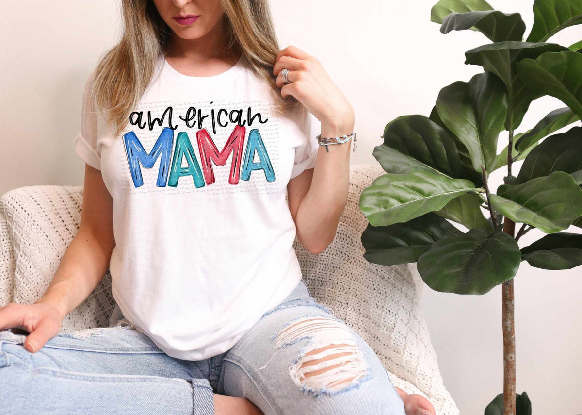 American mama red and blue 31452 DTF transfer