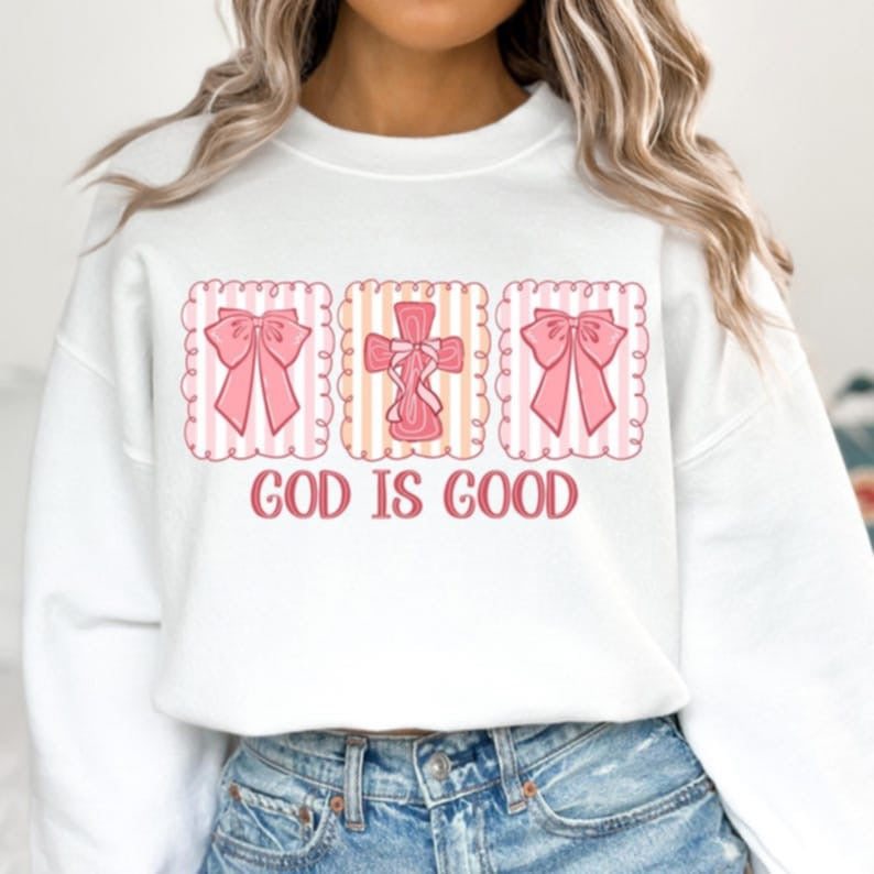 God is good bows and cross frames DTF transfer