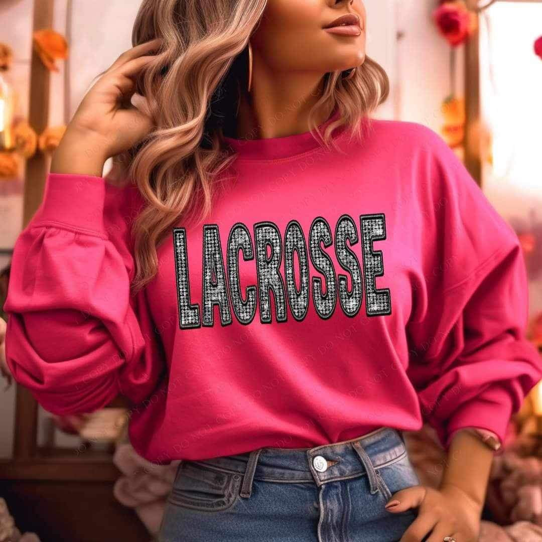 Lacrosse embroidered with rhinestones 21000 DTF transfer