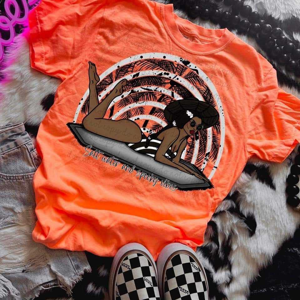 Salt water and spooky vibes dark skin girl (MMD) 31460 DTF transfer