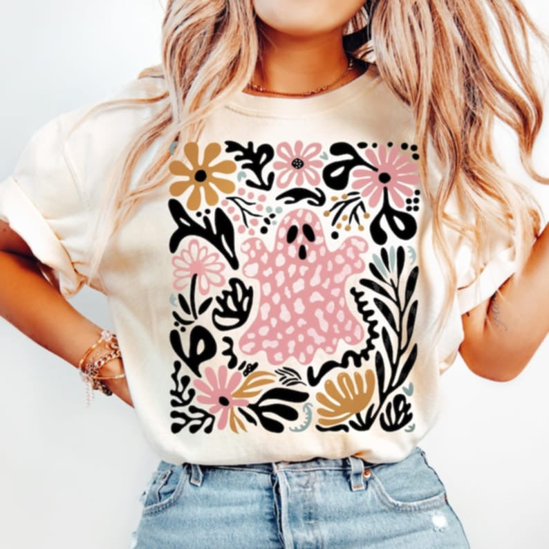 Pink Dalmatian Ghost DTF transfer