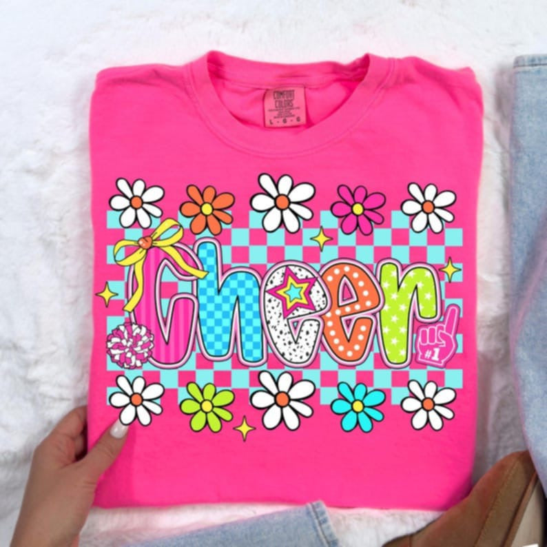 Cheer Florals and Checkers DTF transfers