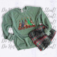 Merry Christmas patterned trees 9726 DTF TRANSFER